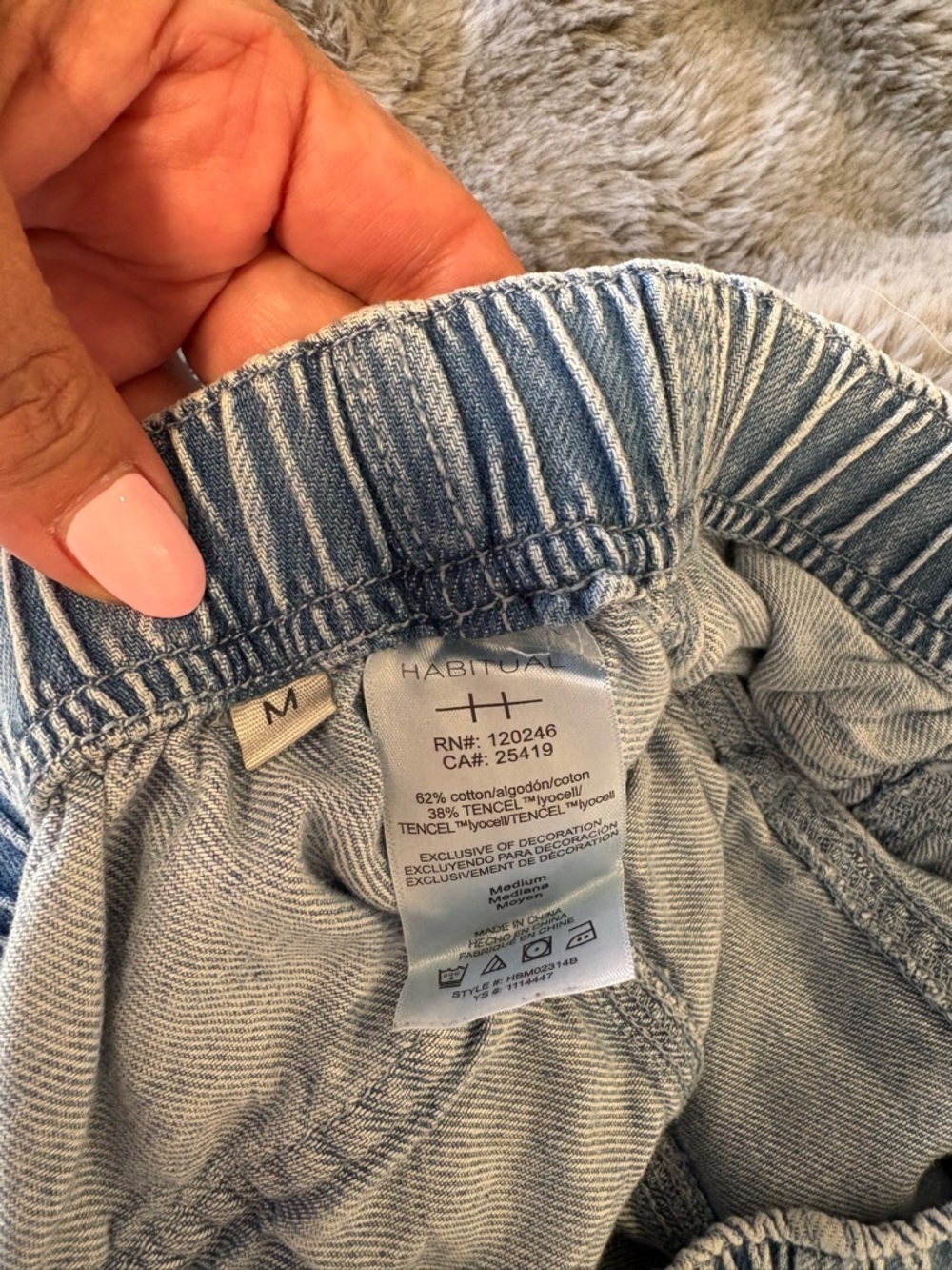 Habitual Light Blue Elastic Waist Denim Joggers - Picture 3 of 6